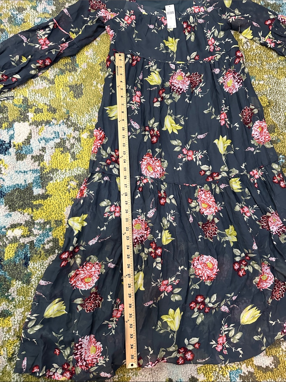 New Anthropologie EVELIN Small
Blue Green Grey Tone Tiered Floral Peasant Maxi - Picture 17 of 17